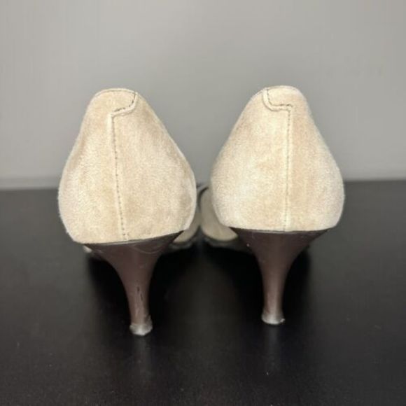 Vic Matie Tan Suede Pumps Heels With Bow Women’s Size US 6.5 EU 36.5 Shoes - Picture 7 of 12